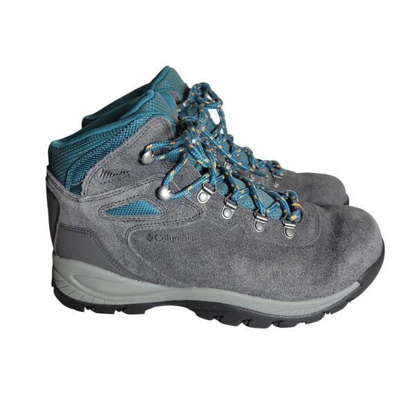 Columbia Waterproof Amped Hiking Boots Gray/Teal Newton Ridge Womens 8 Wide - Picture 1 of 9